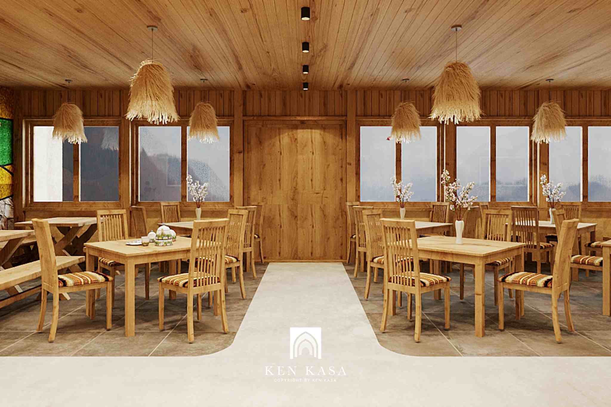 Không gian nhà hàng ưu tiên chất liệu gỗ